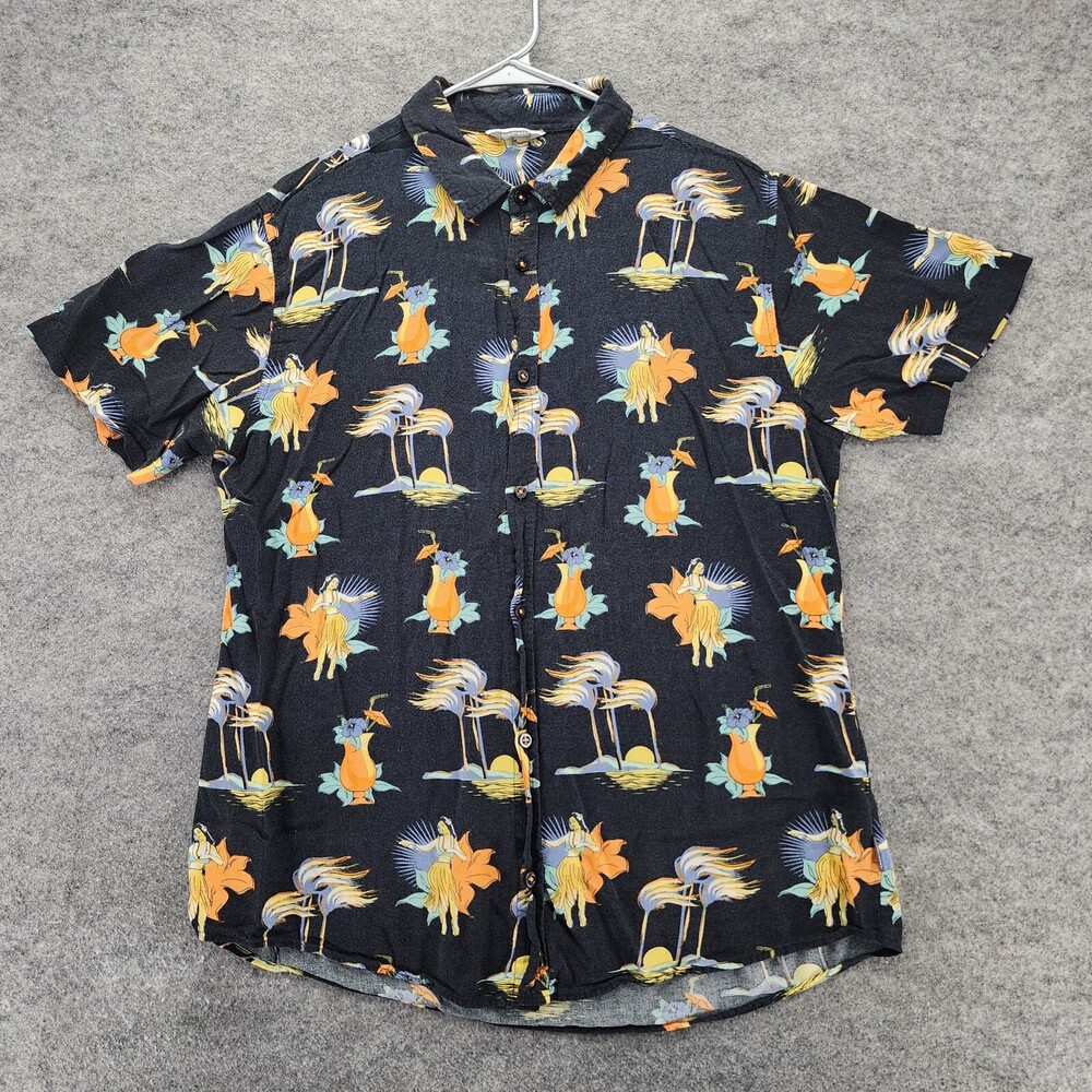 Depart West Buckle Shirt Mens Large Button Up Short Sleeve Hula Girl